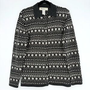 Vintage Jones New York Merino Wool Fair Isle Nordic Knit Cardigan Womens Medium